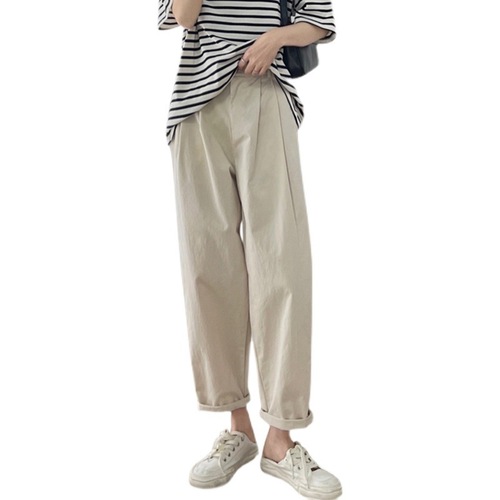 Maternity Pants for Spring/Summer: Casual Dad-Style Trousers, Loose Fit, Plus Size, Adjustable Belly Support, and Comfortable High-Waisted Design