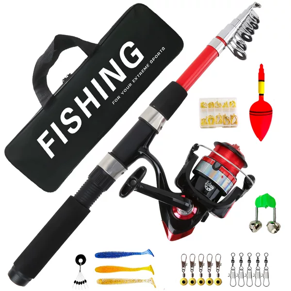 Cross-border 2.4m Red Lure Fishing Rod and Tackle Set Spinning Reel Lures Long-cast Sea Fishing Rod Manufacturer Wholesale Customizable
