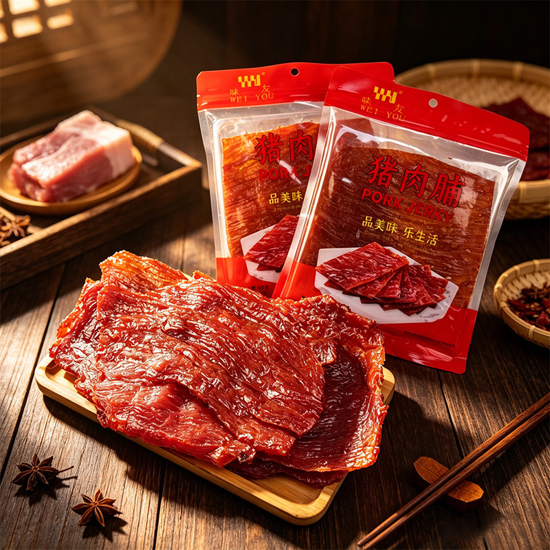 味友50克原味猪肉脯独立包装猪肉脯原切大片手撕零食开袋即食批发