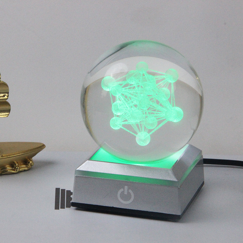 Creativo 3D talla interior bola de cristal luminosa luz de la noche decoración de escritorio dormitorio artesanía atmósfera romántica luz de la noche