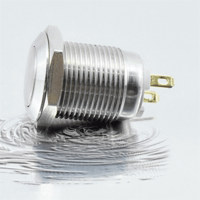 华牛16mm金属按钮开关环形复位平头/自锁高头开关防水按钮开关