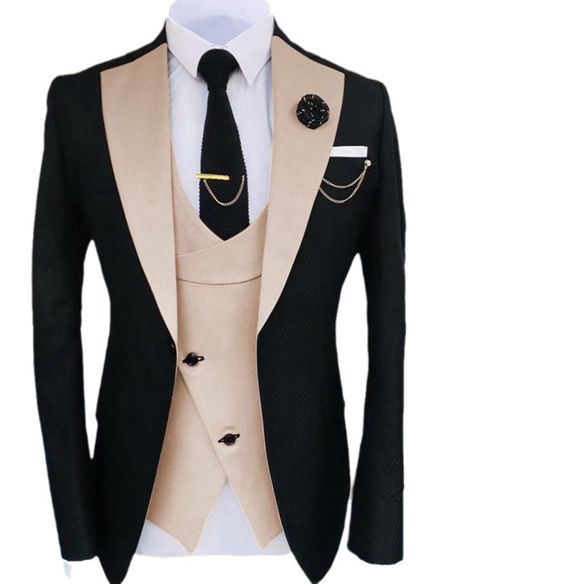 Men's Clothing Men's suit three piece suit Korean version slim fit business banquet host clothing groomsmen suit new_voghion.com