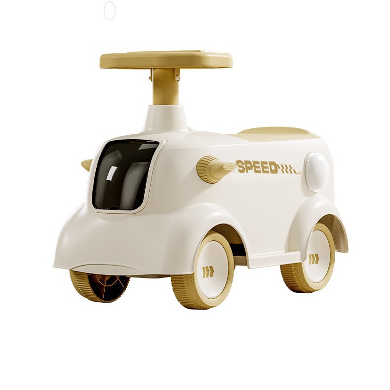 Un coche de juguete infantil de 1 - 3 años de edad puede sentarse en cuatro ruedas anti-volqueo, luz de música, coche de paseo suave, caminante