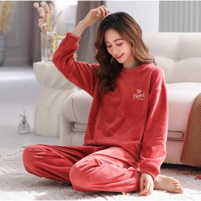 Transfronteriza Vietnam al por mayor otoño invierno pijamas franela espesa mujer dulce dibujos animados casuales mangas largas chaqueta ropa para el hogar
