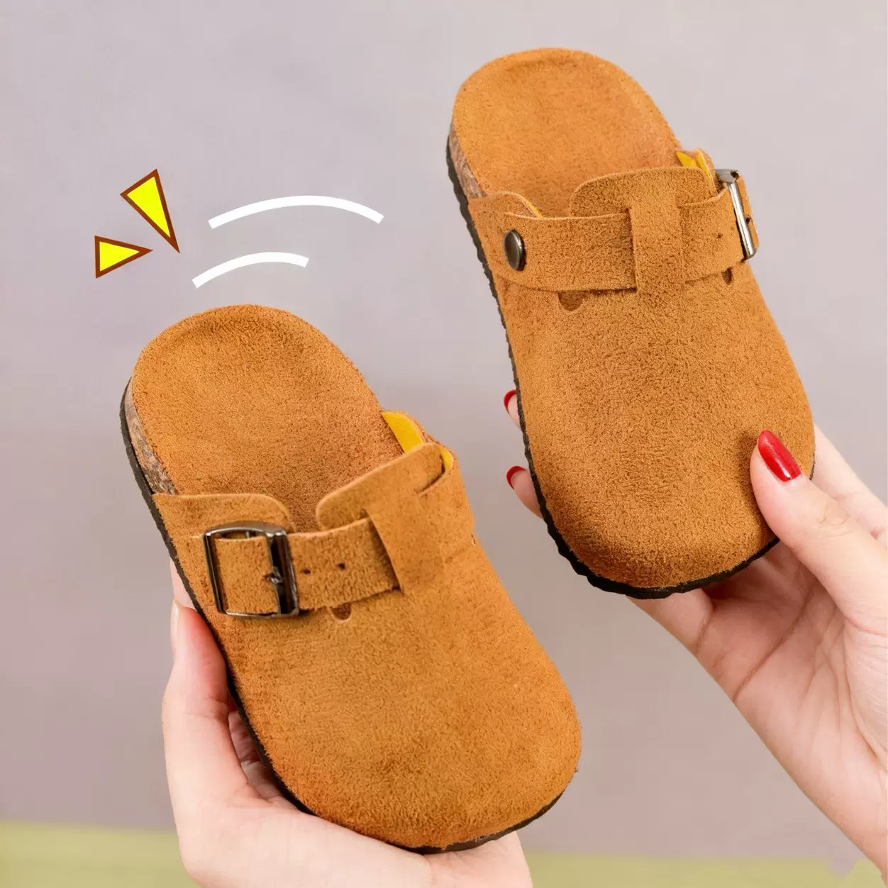 新款儿童勃肯鞋复古春秋新款家用软底外穿懒人中小童防滑包头拖鞋