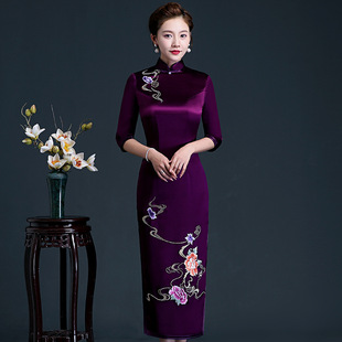 Wedding Mother Dress Young Long Modified Cheongsam Dress Tang Dress Slim-fit High-end Dress Women Autumn and Winter New