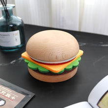 創意趣味漢堡包實木杯墊防滑墊可洗隔熱墊加厚居家桌面多功能擺件