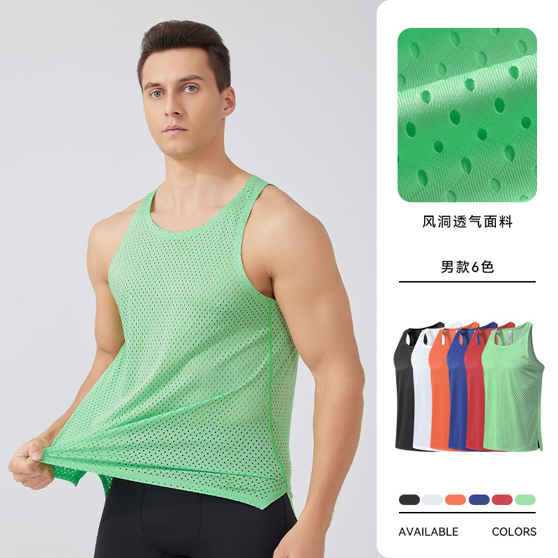 Cross-Border Sports Vest Men's Summer Wind Tunnel Marathon Quick-Drying Sleeveless T-Shirt Outdoor Running Fitness Tank Top
