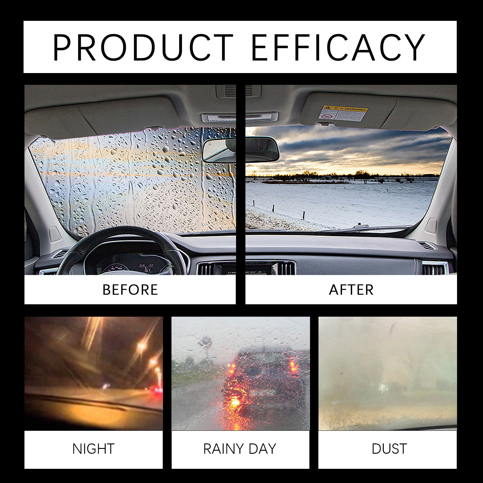 Rayhong Car Windshield Spray Windshield Rearview Mirror Cleaner Stain Remover Water Repellent Anti-Fog Agent