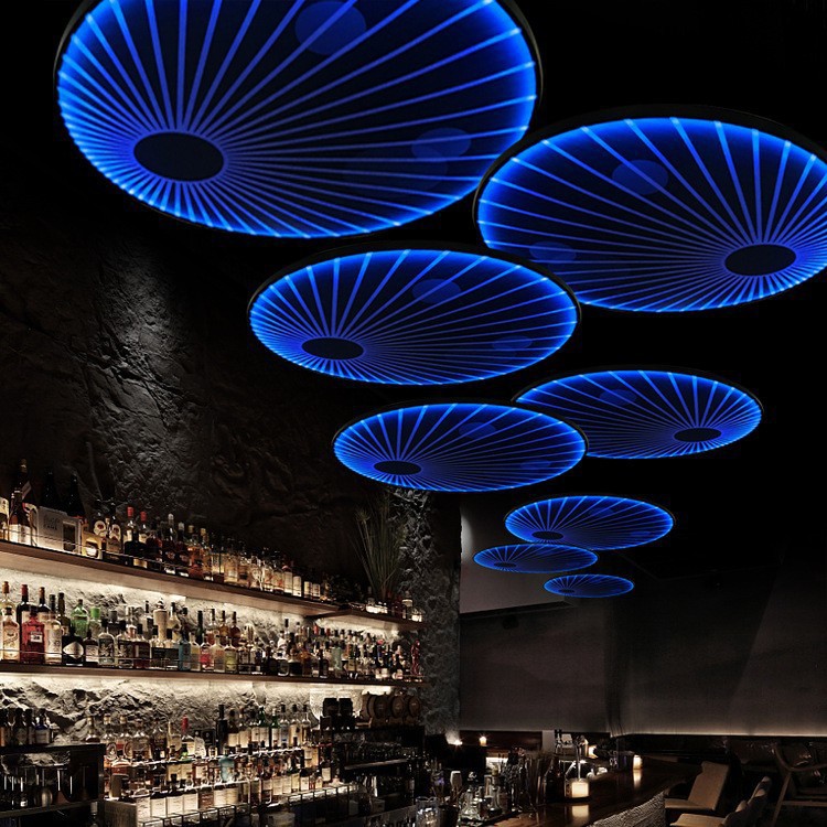 Bar de atmósfera de luz KTV baño de pies club de salud en forma de ventilador siete colores barbecue bar decoración de la parte superior del candelier