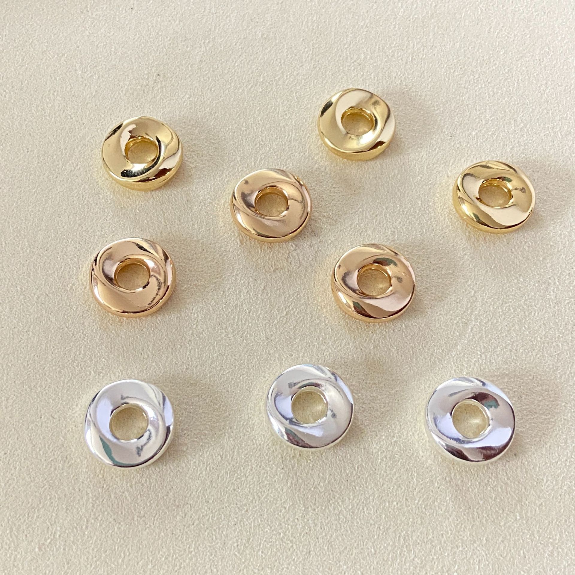 保色铜镀18k包金车轮珠隔珠串珠散珠吊坠diy手链项链首饰品配件