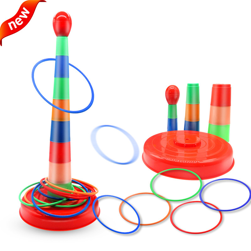 Children's ring toss game, plastic ring toss toy for kindergarten kids, cognitive development and sensory training equipment