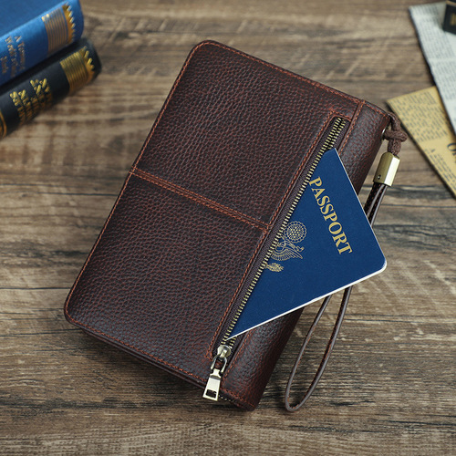 Wholesale genuine leather cigar box 5 pack with wrist zipper multifunctional travel convenient cigar box leather case