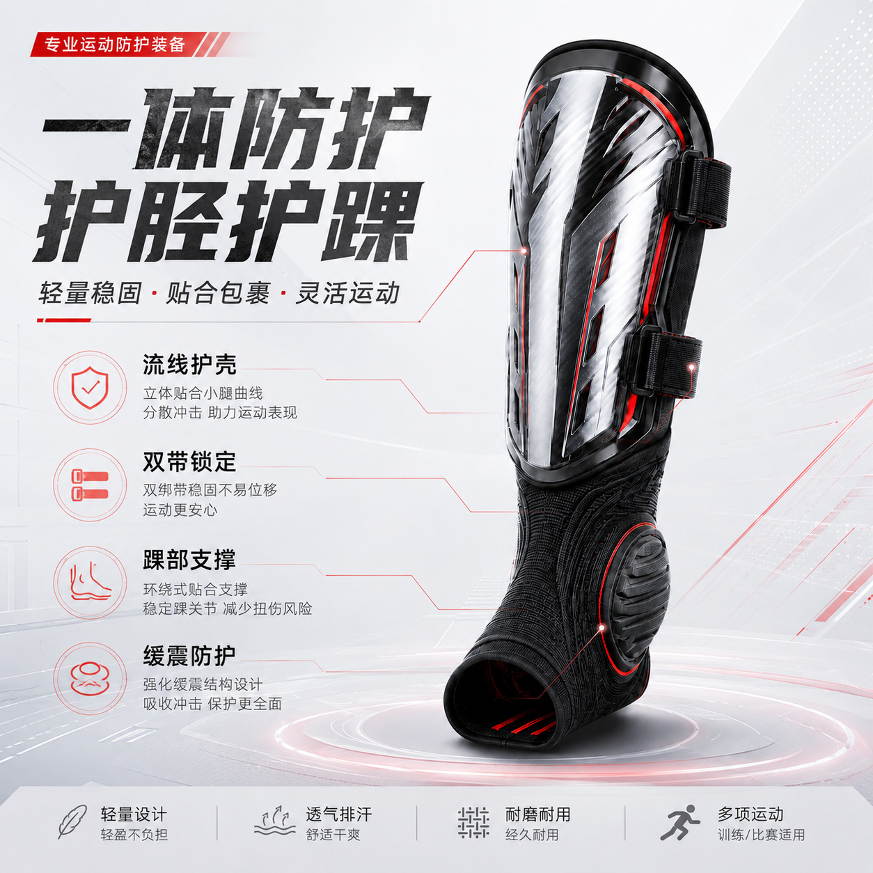 Four-season football shin guards, shock-absorbing two-piece set, motorcycle rider off-road protective gear, wear-resistant, anti-fall leg and knee guards