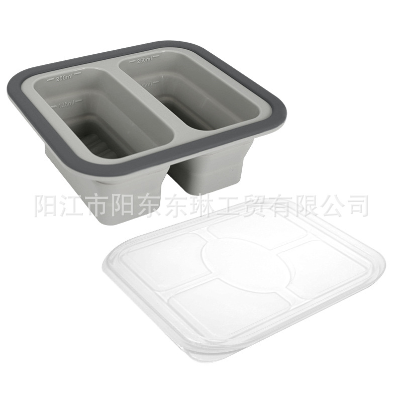 Transfronteriza venta caliente de silicona plegable caja de almuerzo caja de almuerzo caja de preservación de alimentos calentada por microondas caja de envasado