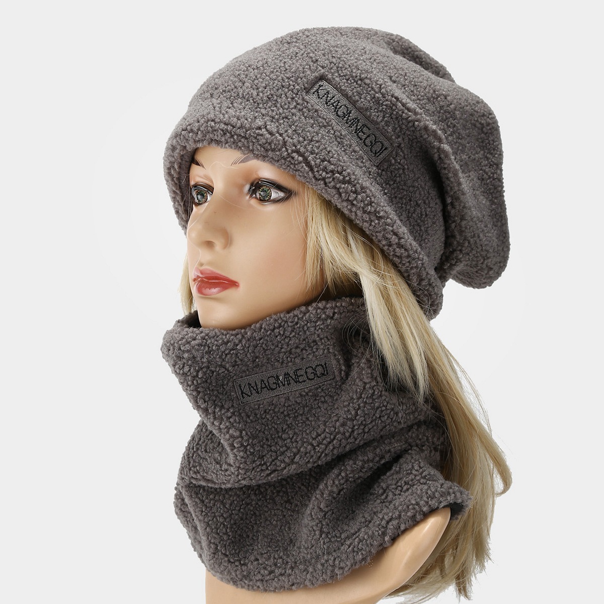 Cordero calentamiento sombrero de protector de orejas para hombres invierno frío engrosado set de bib para mujeres sombrero de peluche de bicicleta al aire libre image 1