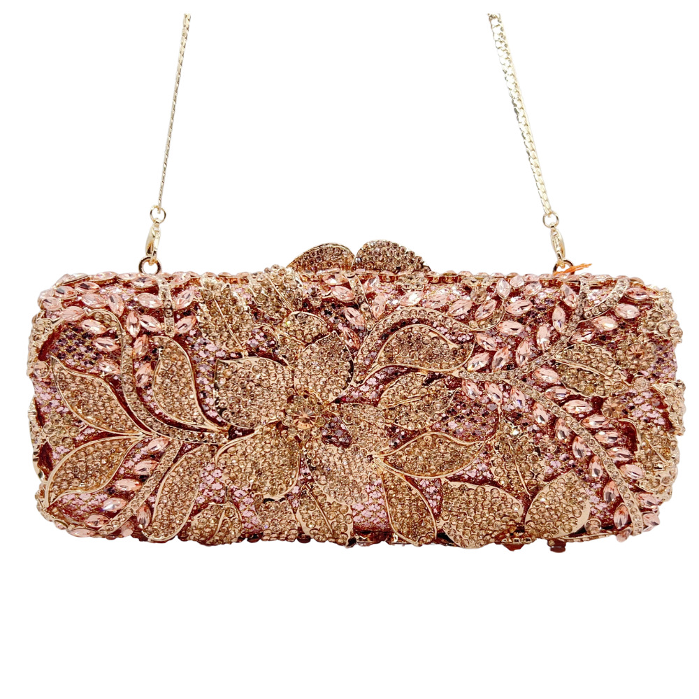 Túi clutch nữ đính đá kim cương cầm tay dự tiệc phong cách châu Âu — sâm panh