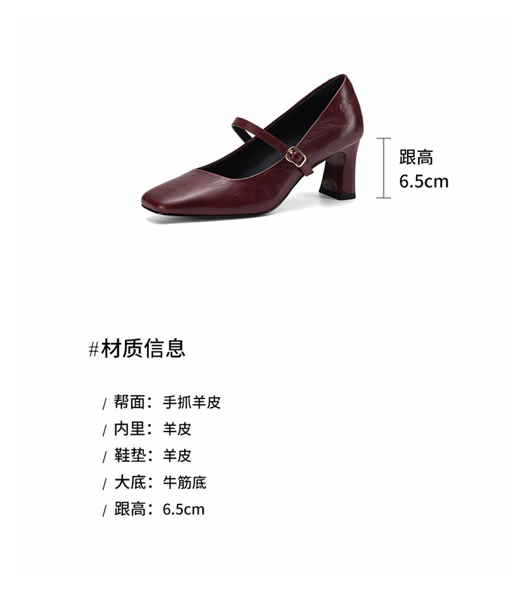 Giày Mary Jane nữ quai ngang khóa da dê gót 6 cm phong cách Hàn Quốc — đen chi tiết 4