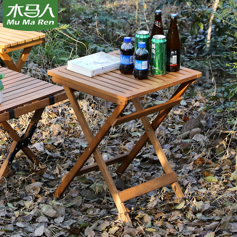 Outdoor Folding Small Table Solid Wood Portable Coffee Table for Home Balcony Multifunctional Dining Table Simple Table and Chair Set Carefully Selected