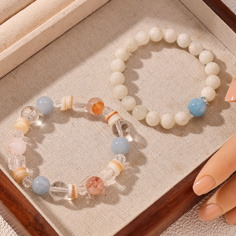 Nuevas vacaciones de estilo chino en el mar primavera goma roja flores de cristal blanco conchas de anabavia piedra natural pulsera de cuentas pulsera mujer