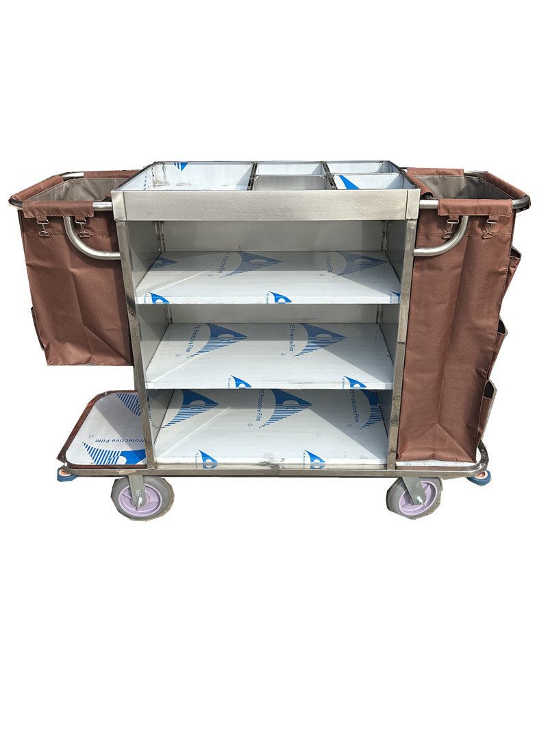 酒店宾馆客房服务车布草车不锈钢推车双边房
