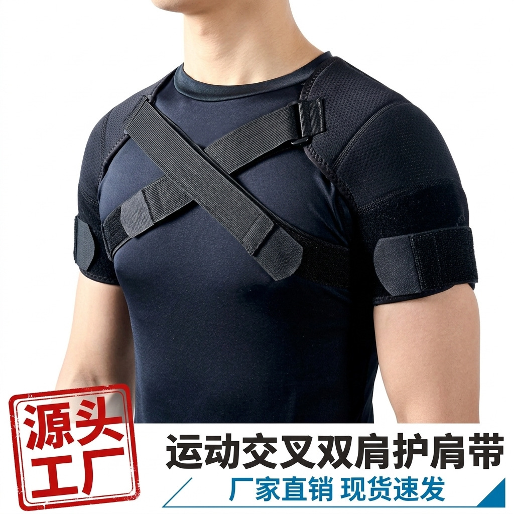Cross-border adjustable cross-strap back pain relief double-strap shoulder brace sports shoulder support