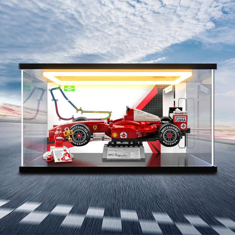 Light-Up Storage Box Suitable for Lego 11375 Ferrari F2004 Racing Car and Schumacher Building Block Model Dust Cover