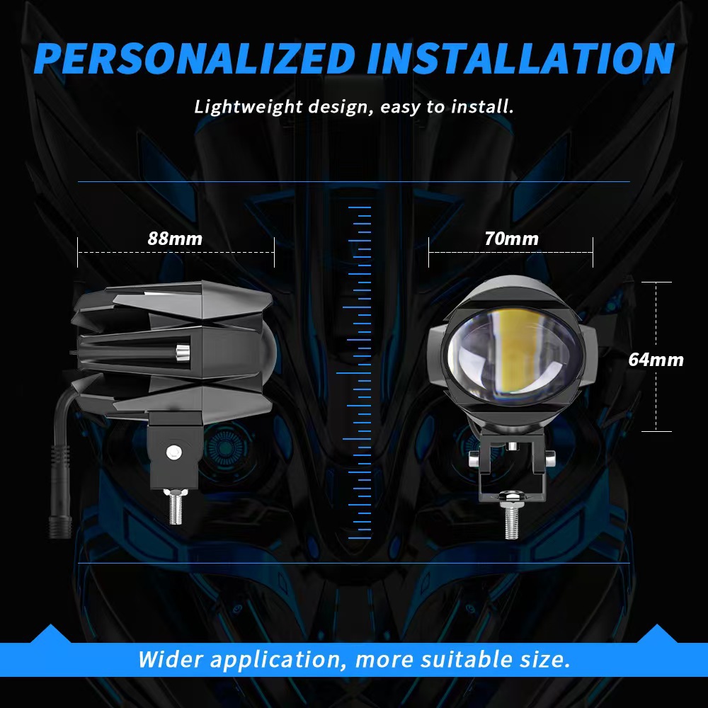 Transfronterizos nuevos focos de motocicleta de doble luz lente externa LED focos de niebla delanteros auxiliares de agua pájaros 1 lámpara de modificación