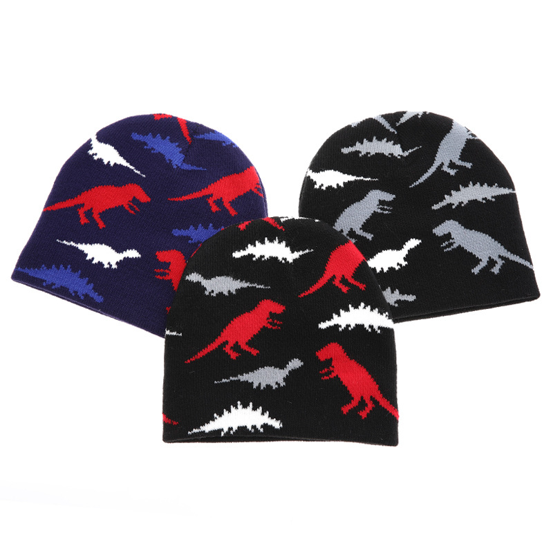98g Weight Hat Classification Boy's Cute Dinosaur Jacquard Wool Cap