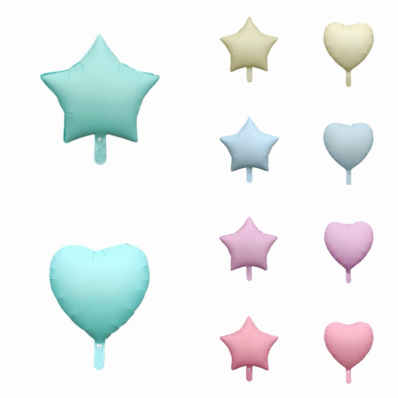 18inch Matte Macaron Color Five-Pointed Star Heart-Shaped Aluminum Foil Balloons for Children's Birthday Party Decoration