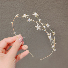 Diamond-studded pearls and baby's breath headband Japanese and Korean style fairy fashion hair accessories simple personality temperament ins headwear