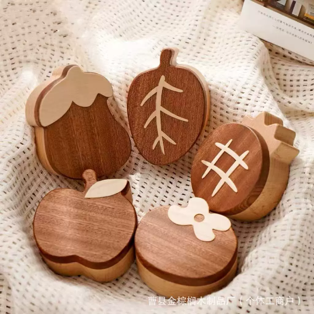 跨境木质宝宝乳牙盒男女孩生日礼物牙齿收纳盒婴儿胎发脐带收藏盒