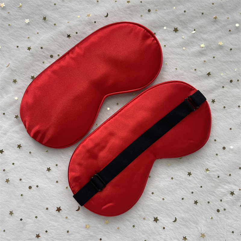 Máscara de ojo de seda artificial hebilla de ajuste color sólido mismo borde de color morera seda sueño sombreado máscara de ojo de seda en stock al por mayor