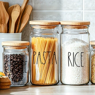 BRUP英文密封罐标签贴纸Sugar Flour Rice收纳瓶标识贴纸BR5625C