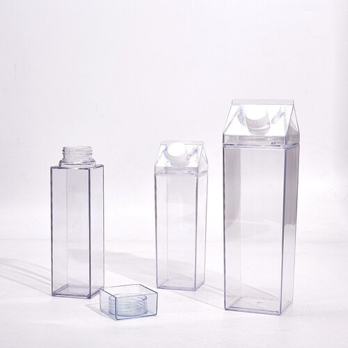 Transparent square milk cup 500ml square cup plastic water cup Japanese milk carton hot and cold beverage cup