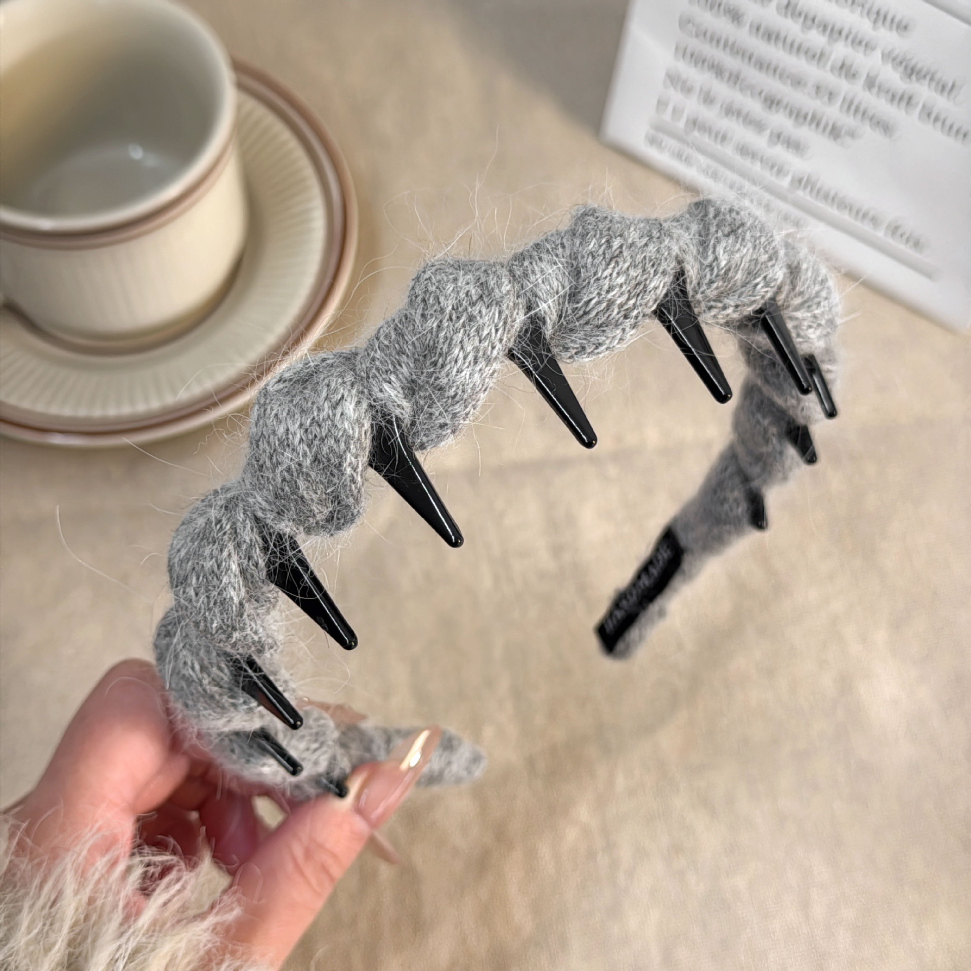#235 gray wool wrapped headband