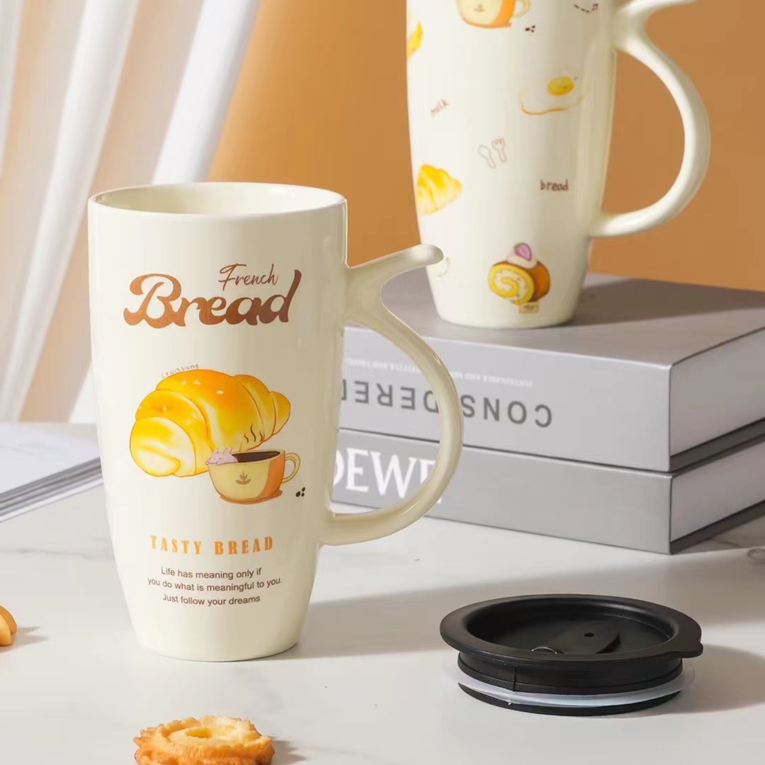 Creativo francés gran capacidad taza de queso con mano regalo cerámica taza de agua Oficina taza de café taza blanca lechosa
