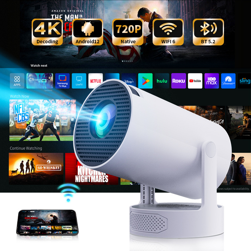 跨境新款短焦hy300PRO+高清4K投影仪家用便携迷你云台安卓投影机