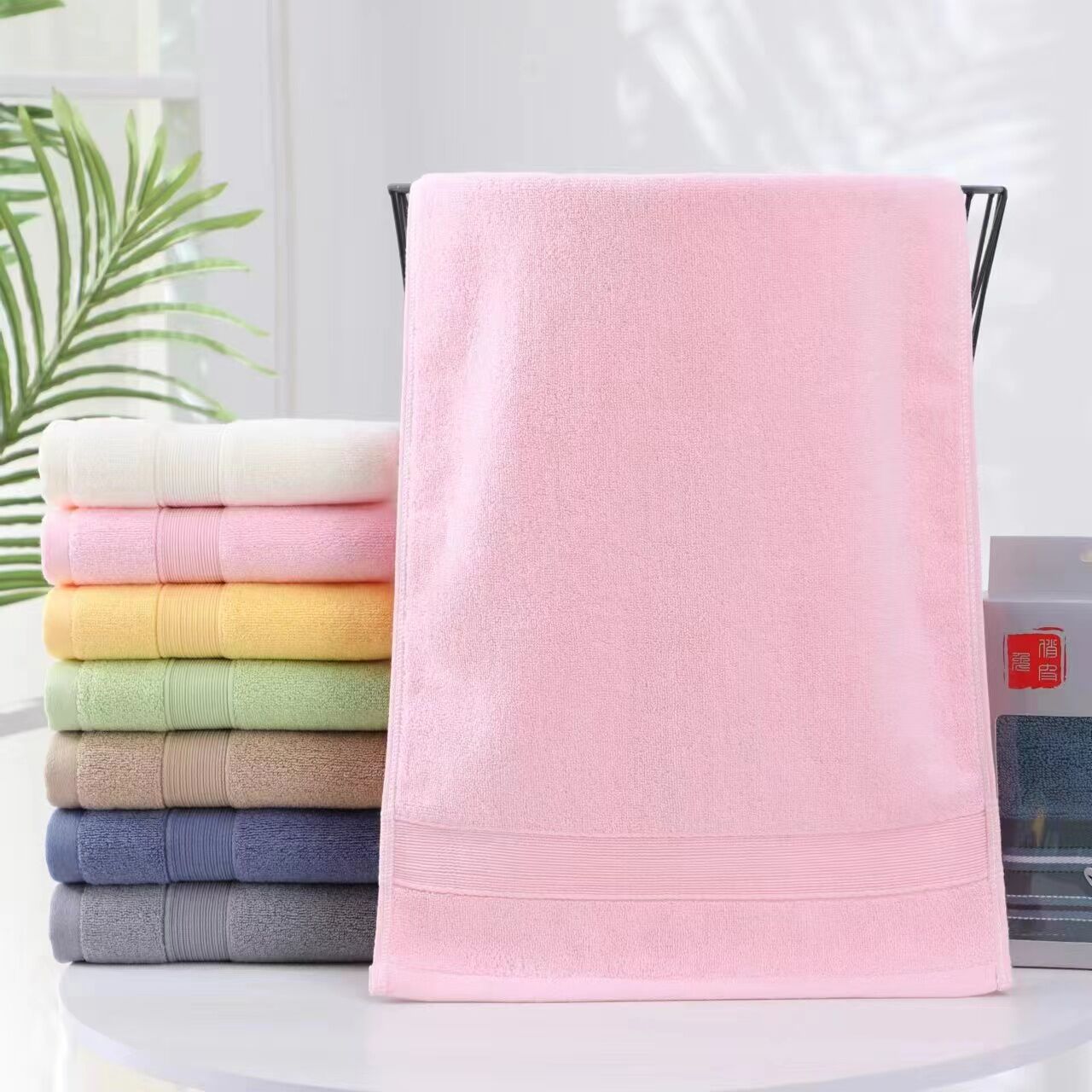 LONGLI Seven-Color Cotton Thick Adult Solid Color Pure Cotton Towel Set Bathroom Towel Wedding Guest Gift Set