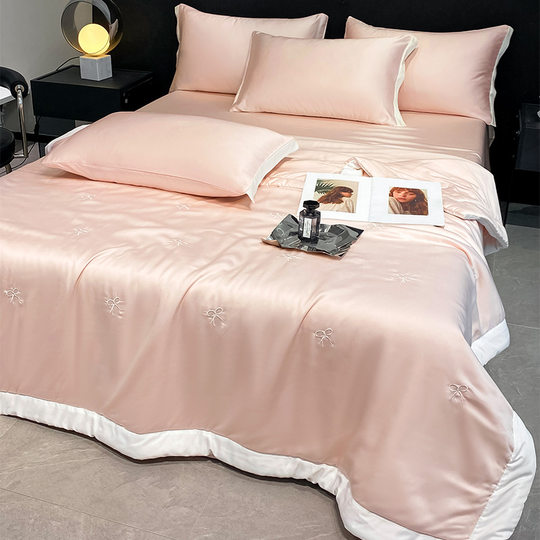 New full embroidery series washed ice silk summer quilt four-piece three-piece summer air conditioning thin quilt bedding wholesale