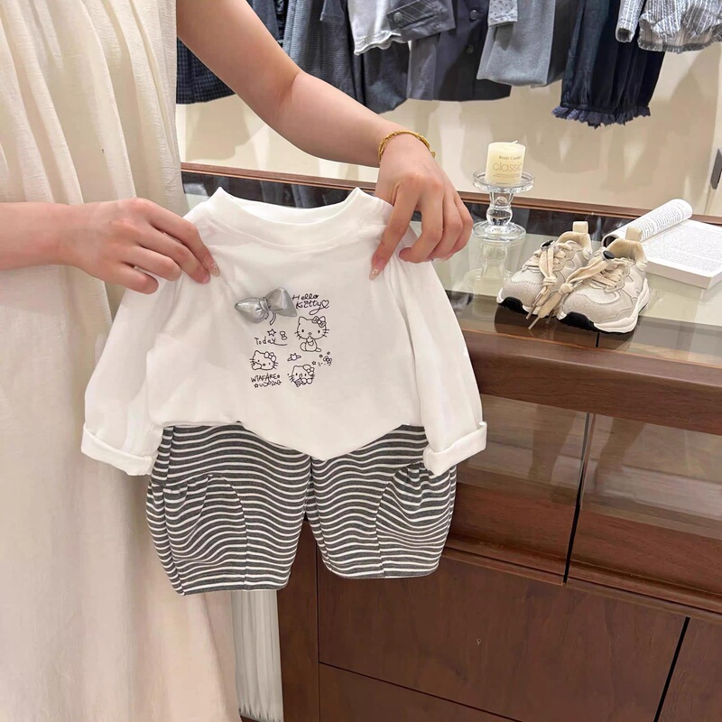 女童套装2025年秋装套装可爱韩版长袖T恤休闲长裤两件套衣服裤子|undefined
