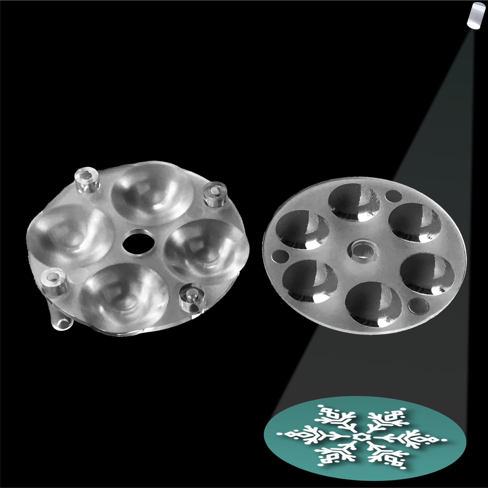 源厂推荐投影成像及雪花灯LED透镜2件套组合适用3535或投影用光源