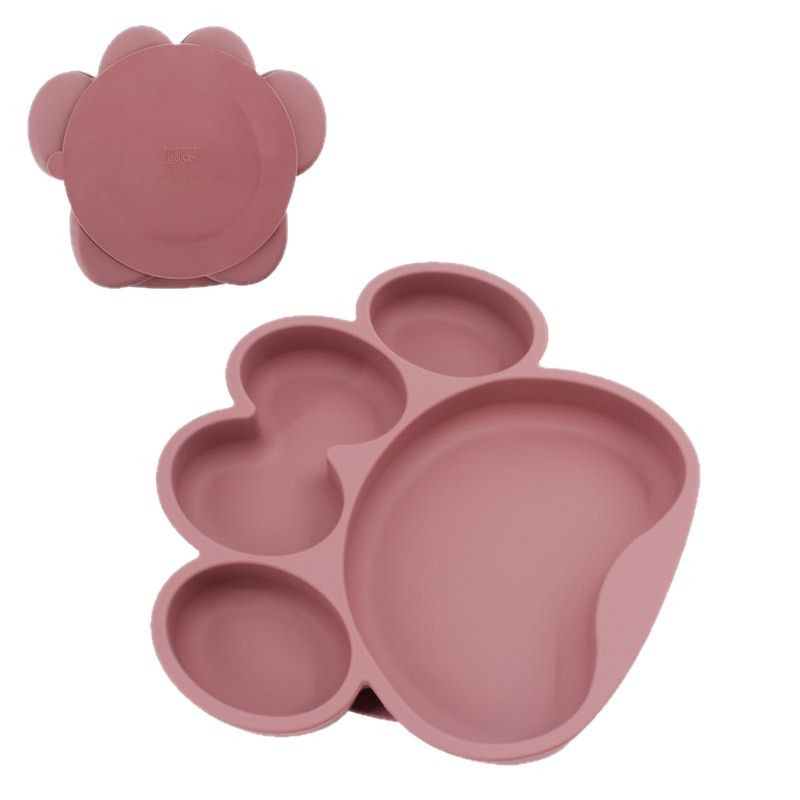 Spot para niños pata de oso tazón de ventosa de silicona bebé anti-caída placa de comedor de silicona de grado alimenticio para bebés