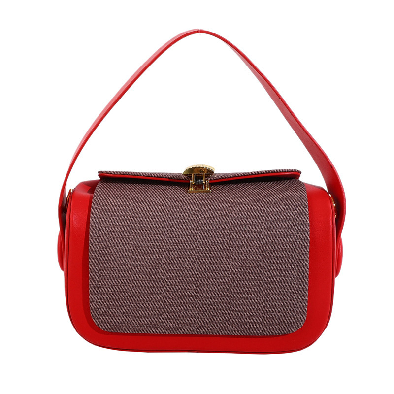 Versión coreana del bolso cuadrado pequeño portátil de alta gama de moda 2024 bolso de mensajero de un solo hombro nuevo transfronterizo bolso de caja de color de contraste