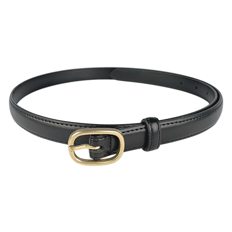 Correa delgada de cuero de las mujeres pantalones casuales pantalones vaqueros estilo coreano de moda todo partido simple de cuero de vaca cinturón de las mujeres