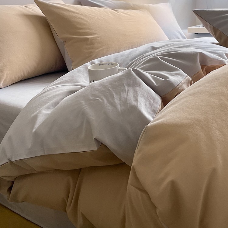 Juego de cuatro piezas de algodón 100 cama de dormitorio de algodón de tres piezas sábanas, edredón, funda de edredón, funda de edredón, cama individual para niños 4