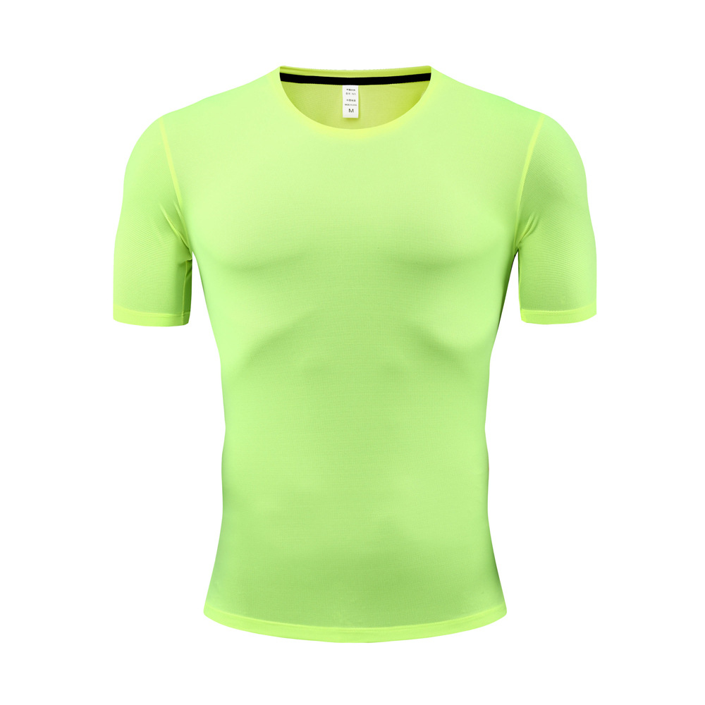 Camiseta deportiva de verano para hombre y mujer, de cuello redondo, manga corta, para entrenamiento al aire libre, fitness, transpirable, elástica, de secado rápido, estilo delgado.