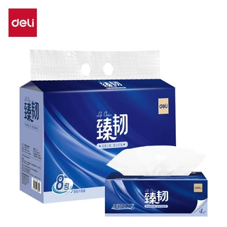 包邮得力MR4080-03臻韧柔顺抽纸4层80抽家用实惠装卫生纸巾餐巾纸