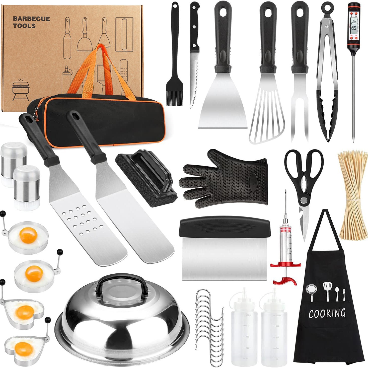 Amazon Hot sale acero inoxidable plate-yaki set de hamburguesas de cocina pala combinación de campamento al aire libre BBQ herramientas de barbacoa