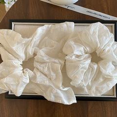 韓系純欲優しさミルク白色布芸大腸髪輪のひも優雅な気質の馬尾髪ひも